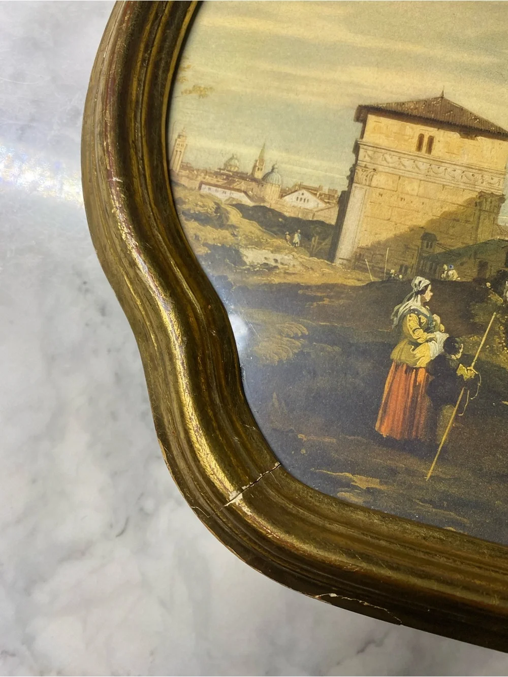 CANALETTO LANDSCAPE FLORENTIA HAND MADE IN ITALY GILT GOLD FRAMED WALL ART